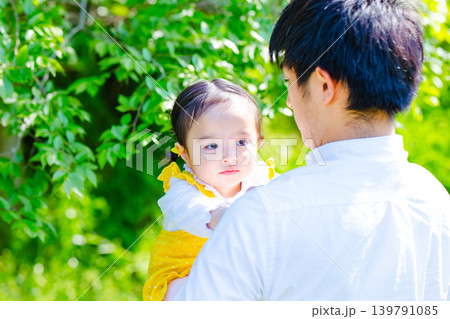 幸せな家族 公園で遊ぶ親子  子供  女の子 139791085