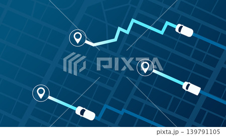 Transportation delivery, map location. Background road map with distance data. Vector illustration transport logistics, tourism navigation. 139791105