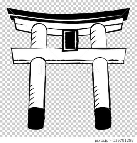 手描き風の鳥居白黒ラインアートイラスト 手描き風の鳥居白黒ラインアートイラスト 139791289