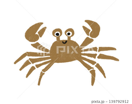 手描き風の茶色のカニのイラスト 手描き風の茶色のカニのイラスト 139792912