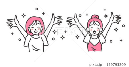 バンザイをする笑顔の女の子のベクターイラスト 139793209