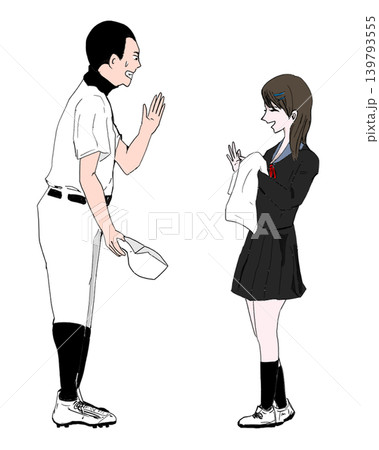 女子マネージャーにお願いする野球部員 139793555