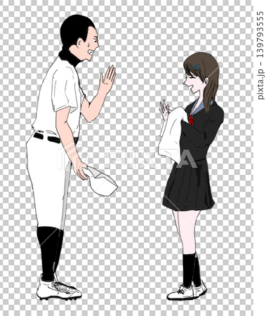 女子マネージャーにお願いする野球部員 139793555