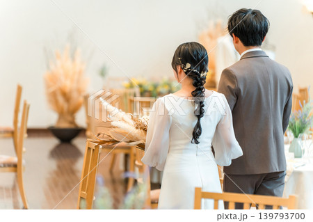 結婚式・披露宴で入場・退場する新郎新婦 139793700