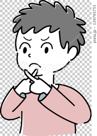 一個簡單的插圖，描繪了一個男人做出“X”手勢表示否定（NG，拒絕，不，禁止，擔憂，評判，人物形象） 139793755