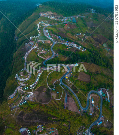aerial view of Winding Mountain Road aerial view of Winding Mountain Road 139793982