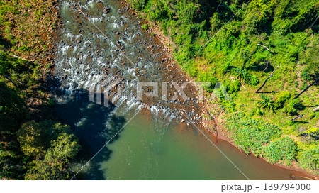 Aerial View of Tad Pha Suam Waterfall in Champasak, Southern Laos Aerial View of Tad Pha Suam Waterfall in Champasak, Southern Laos 139794000