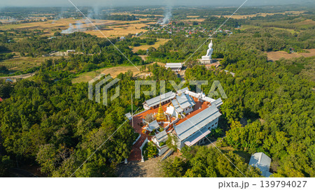 Aerial view of Wat Phra That Pu Jae Ancient Mountain Temple in Phrae 139794027