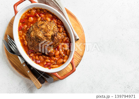 Slow Cooking Pork meat and Beans, Hearty meal Slow Cooking Pork meat and Beans, Hearty meal 139794971