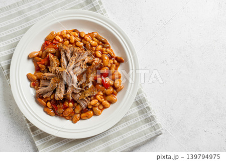 Oven Baked Pork meat and Beans Oven Baked Pork meat and Beans 139794975