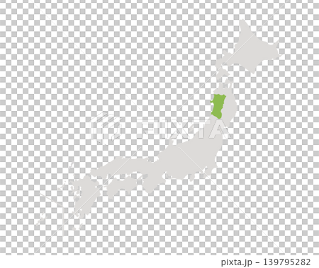 一張簡單的日本地圖,其中只有秋田縣是綠色的。 一張簡單的日本地圖,其中只有秋田縣是綠色的。 139795282
