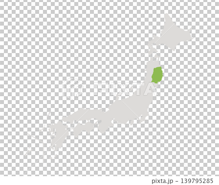 一張簡單的日本地圖,其中只有岩手縣是綠色的。 一張簡單的日本地圖,其中只有岩手縣是綠色的。 139795285
