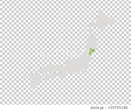A simple map of Japan where only Miyagi Prefecture is green. A simple map of Japan where only Miyagi Prefecture is green. 139795286