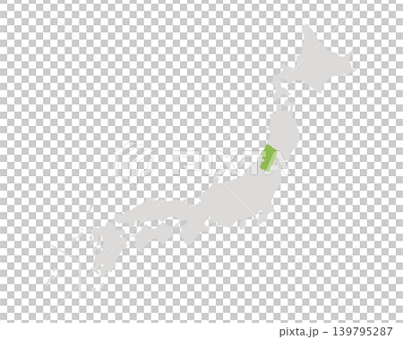 A simple map of Japan where only Yamagata Prefecture is green. A simple map of Japan where only Yamagata Prefecture is green. 139795287