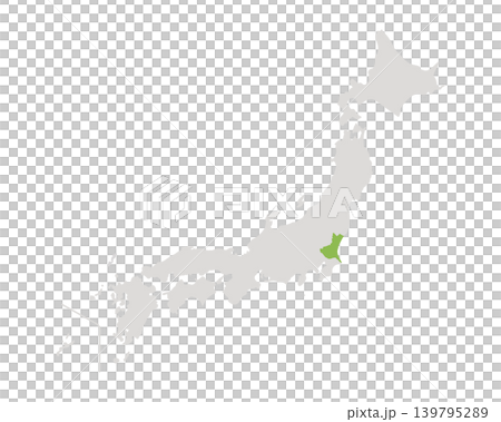 A simple map of Japan where only Ibaraki Prefecture is green. A simple map of Japan where only Ibaraki Prefecture is green. 139795289