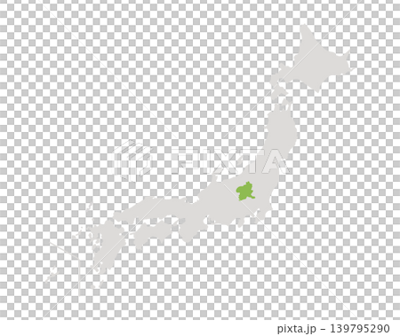 A simple map of Japan where only Gunma Prefecture is green. A simple map of Japan where only Gunma Prefecture is green. 139795290