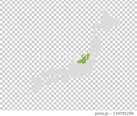 新潟県だけ緑色のシンプルな日本の地図 139795299