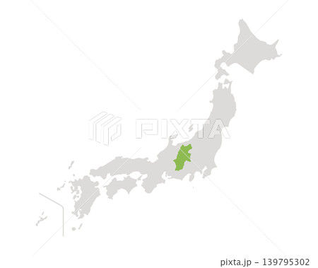 長野県だけ緑色のシンプルな日本の地図 長野県だけ緑色のシンプルな日本の地図 139795302