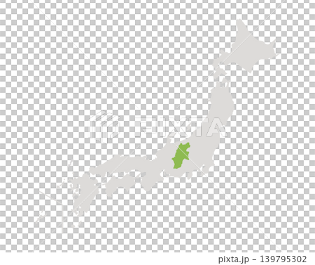 長野県だけ緑色のシンプルな日本の地図 長野県だけ緑色のシンプルな日本の地図 139795302