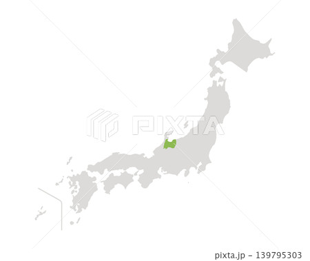 富山県だけ緑色のシンプルな日本の地図 富山県だけ緑色のシンプルな日本の地図 139795303