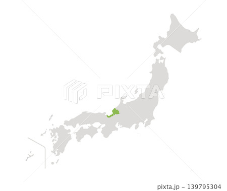 福井県だけ緑色のシンプルな日本の地図 福井県だけ緑色のシンプルな日本の地図 139795304