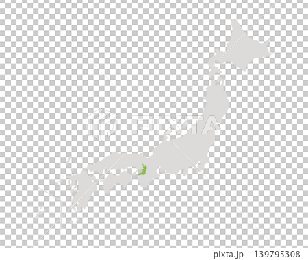 一張簡單的日本地圖，其中只有大阪府是綠色的。 139795308