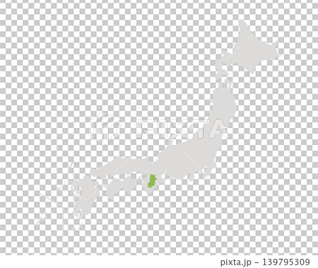 一張簡單的日本地圖，其中只有奈良縣是綠色的。 139795309