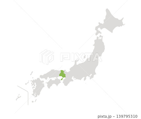 兵庫県だけ緑色のシンプルな日本の地図 139795310