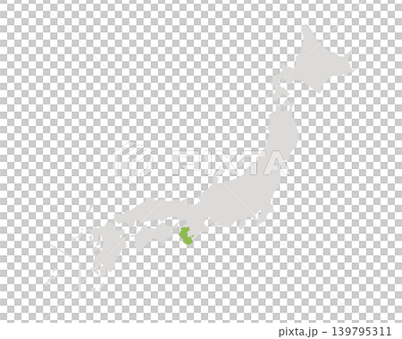 一張簡單的日本地圖，其中只有和歌山縣是綠色的。 139795311
