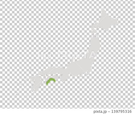 一張簡單的日本地圖,其中只有高知縣是綠色的。 一張簡單的日本地圖,其中只有高知縣是綠色的。 139795316