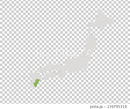 宮崎県だけ緑色のシンプルな日本の地図 139795319