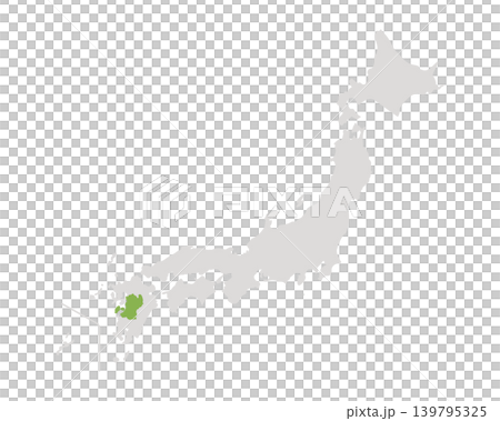 熊本県だけ緑色のシンプルな日本の地図 熊本県だけ緑色のシンプルな日本の地図 139795325