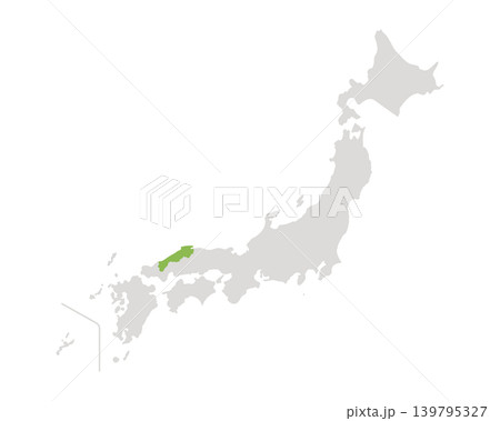 島根県だけ緑色のシンプルな日本の地図 島根県だけ緑色のシンプルな日本の地図 139795327