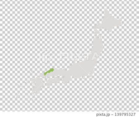 一張簡單的日本地圖,地圖上只有島根縣是綠色的。 一張簡單的日本地圖,地圖上只有島根縣是綠色的。 139795327