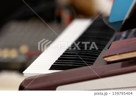 Electronic keyboard and audio mixer setup Electronic keyboard and audio mixer setup 139795404