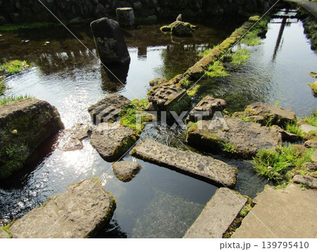 大分県竹田市、日本名水百選に選ばれた竹田湧水群の中の一つ「泉水湧水(せんずいゆうすい)」 大分県竹田市、日本名水百選に選ばれた竹田湧水群の中の一つ「泉水湧水(せんずいゆうすい)」 139795410