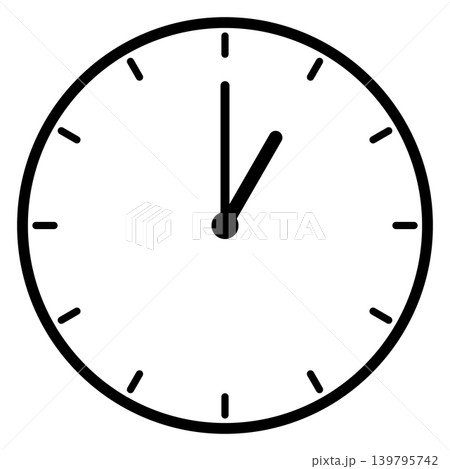 1時ちょうどを示すシンプルな時計の文字盤 1時ちょうどを示すシンプルな時計の文字盤 139795742