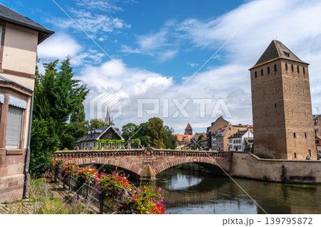 Covered Bridges towers and Ill river in Strasbourg France Covered Bridges towers and Ill river in Strasbourg France 139795872