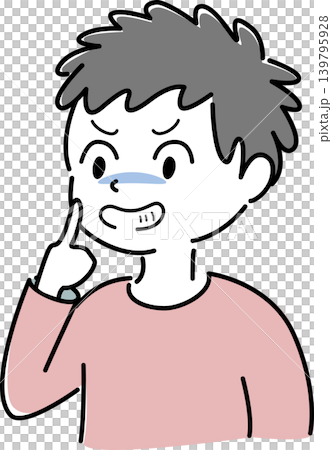 人差し指を口に当ててニヤリと笑う男性のイラスト(悪事・企み・悪戯・ドッキリ・秘密・人物素材) 人差し指を口に当ててニヤリと笑う男性のイラスト(悪事・企み・悪戯・ドッキリ・秘密・人物素材) 139795928