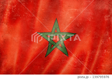 Old vintage flag of Morocco, worn and stained 139795976