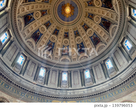 Frederik's Church Marble Church Dome Interior With Sacred Frescoes in Copenhagen Denmark. 139796053