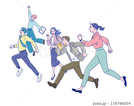 笑顔で走り出す若い社会人たち 139796054