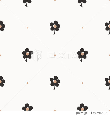 白黒の花のシームレスパターン 139796392