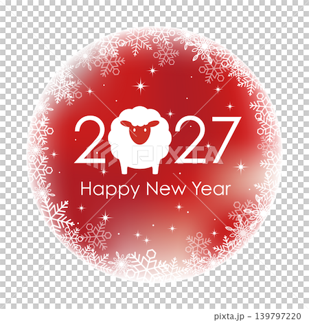 2027, Year of the Sheep: A New Year's symbol against a snowy background. 2027, Year of the Sheep: A New Year's symbol against a snowy background. 139797220