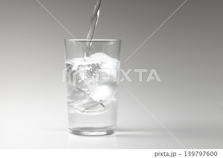 ペットボトルの水とコップ 139797600