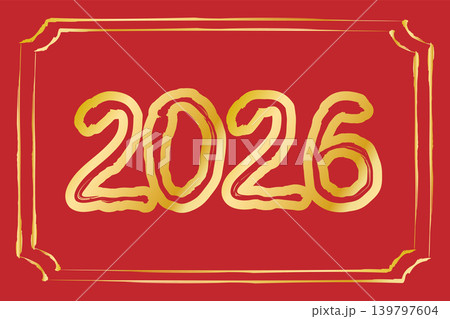 Vector golden lettering of 2026 for Chinese new year on red background. Vector golden lettering of 2026 for Chinese new year on red background. 139797604