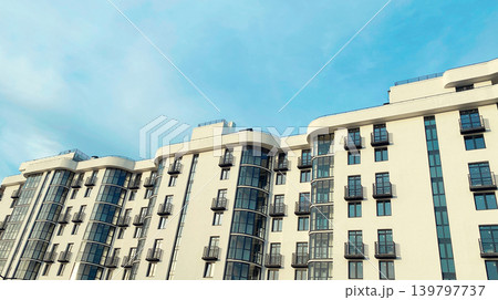 Architecture and real estate, modern residential apartment building with panoramic windows Architecture and real estate, modern residential apartment building with panoramic windows 139797737