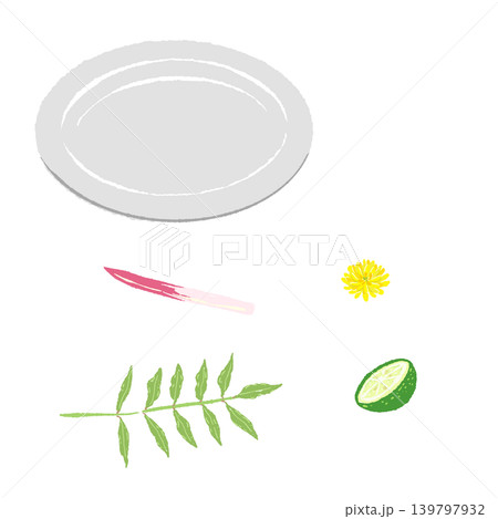 木の芽とはじかみとすだちのあしらいと白皿(盛り付け完成図) 木の芽とはじかみとすだちのあしらいと白皿(盛り付け完成図) 139797932