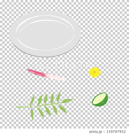 木の芽とはじかみとすだちのあしらいと白皿(盛り付け完成図) 木の芽とはじかみとすだちのあしらいと白皿(盛り付け完成図) 139797932
