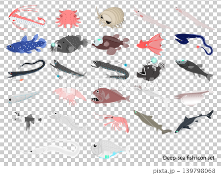 深海魚扁平化設計圖示集 139798068